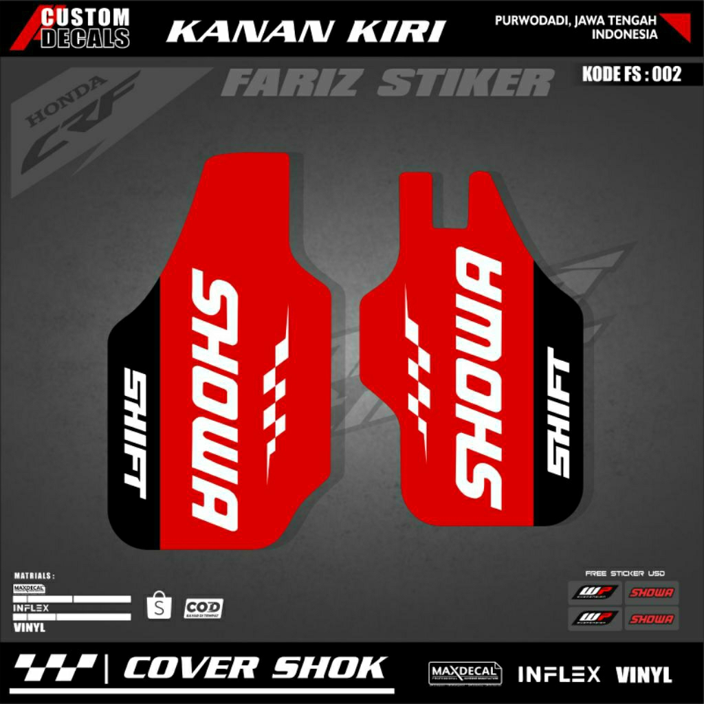 Decal sticker striping Tutup shock depan CRF KLX DTRACKER WR REAL JUMP VIAR