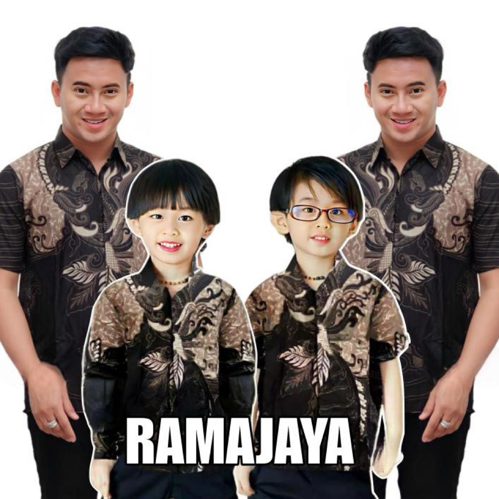 Baju batik couple ayah dan anak laki laki sarimbitan motif sangkuriang hitam batik couple keluarga b