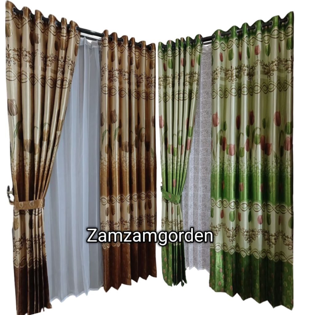 Gorden Blackout Printing 6 Gelombang Motif Bunga Tulip