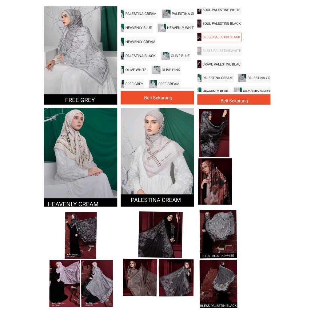 READY NOW PALESTINA HIJAB MANDJHA IVAN GUNAWAN FASHION SCARF SOUL PIINK,PRODUKSI BLACK,GREY,PEACE,BR