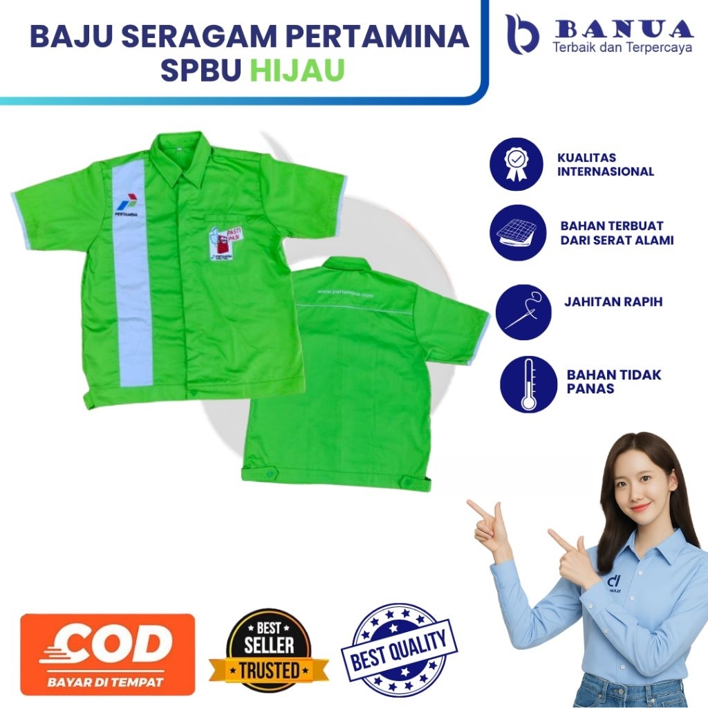 Baju Pertamina Hijau | Baju Spbu | Seragam Spbu Hijau | Seragam Pertamina