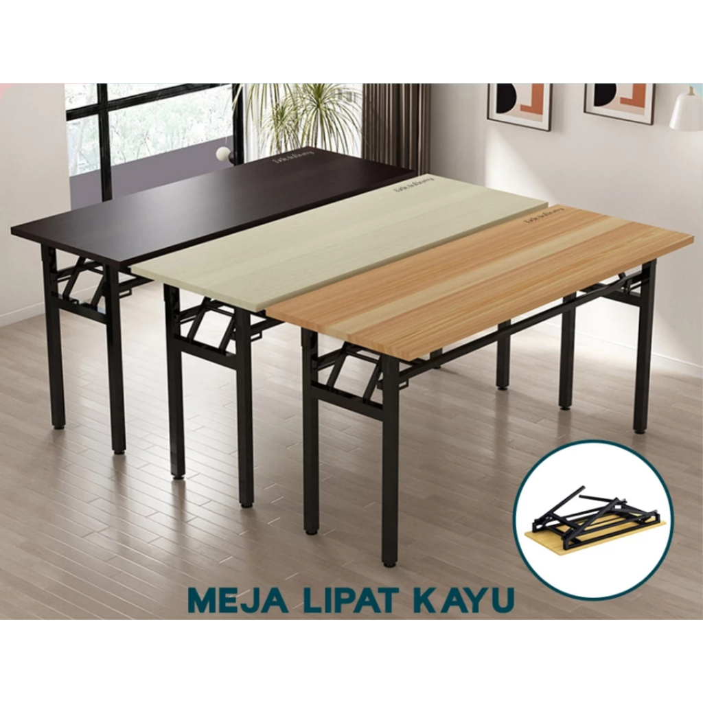 Meja Lipat Meja Kayu Meja Motif Kayu Meja Pelatihan Serbaguna Ukuran Kecil
