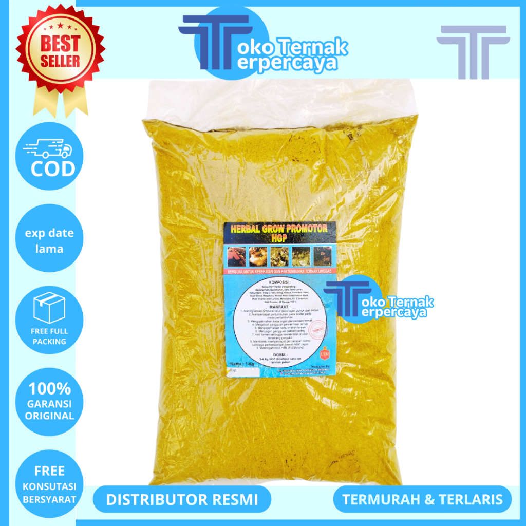 HERBAL GROW PROMOTOR HGP 1 KG UNGGAS JAYA - Jamu Herbal Meningkatkan Pertumbuhan Ayam Unggas Bebek S