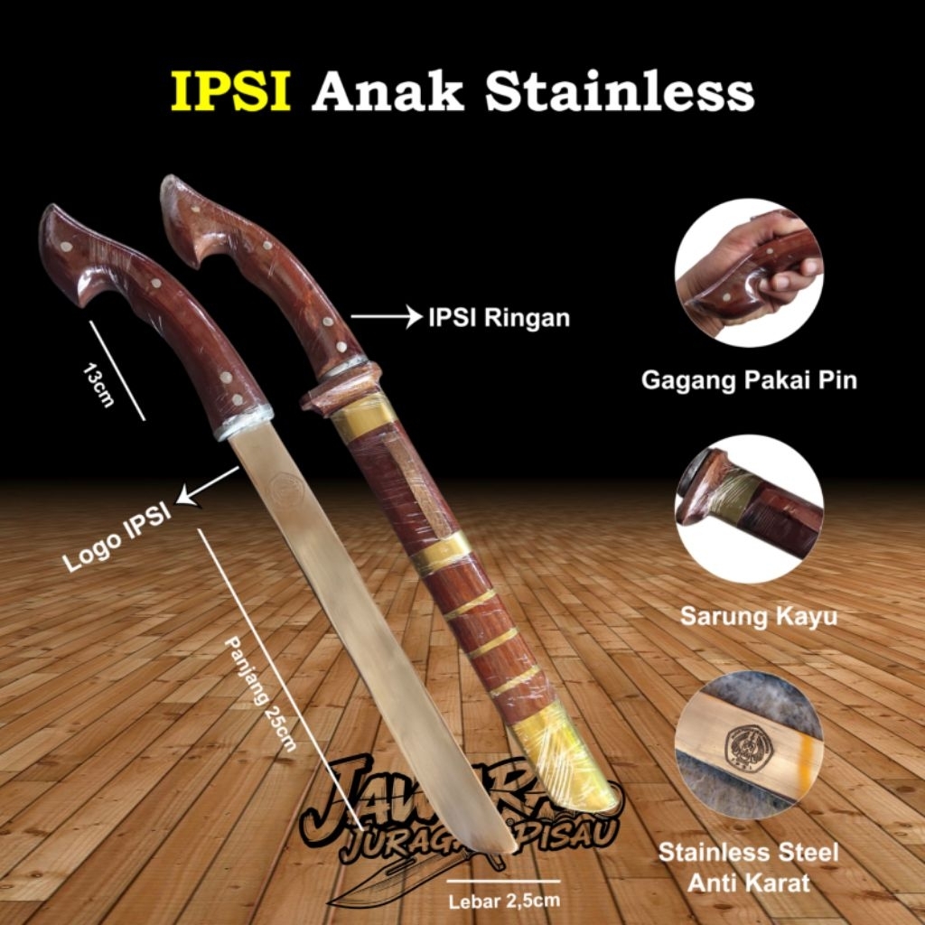 golok silat ipsi 100% tumpul anak remaja dewasa