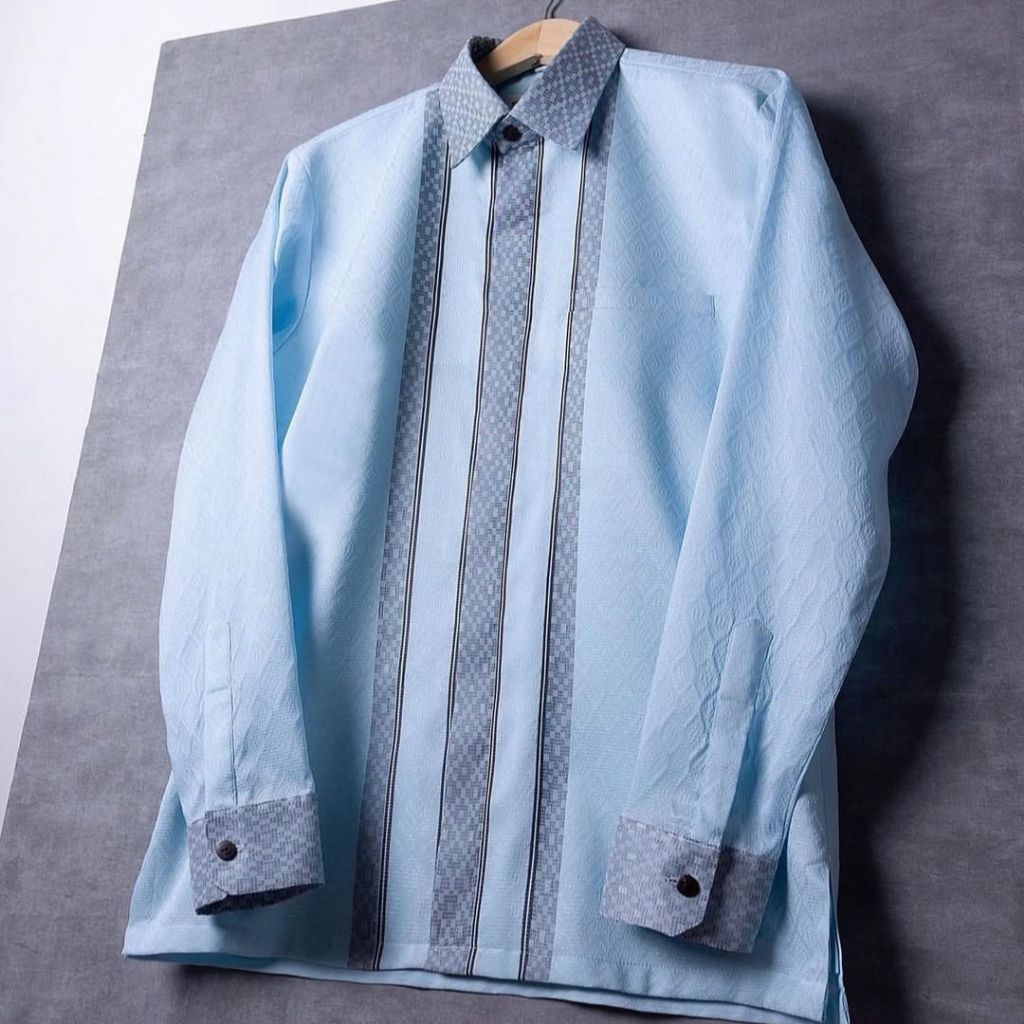 kemeja Songket Baron Baby blue Kemeja Tenun Pria Premium