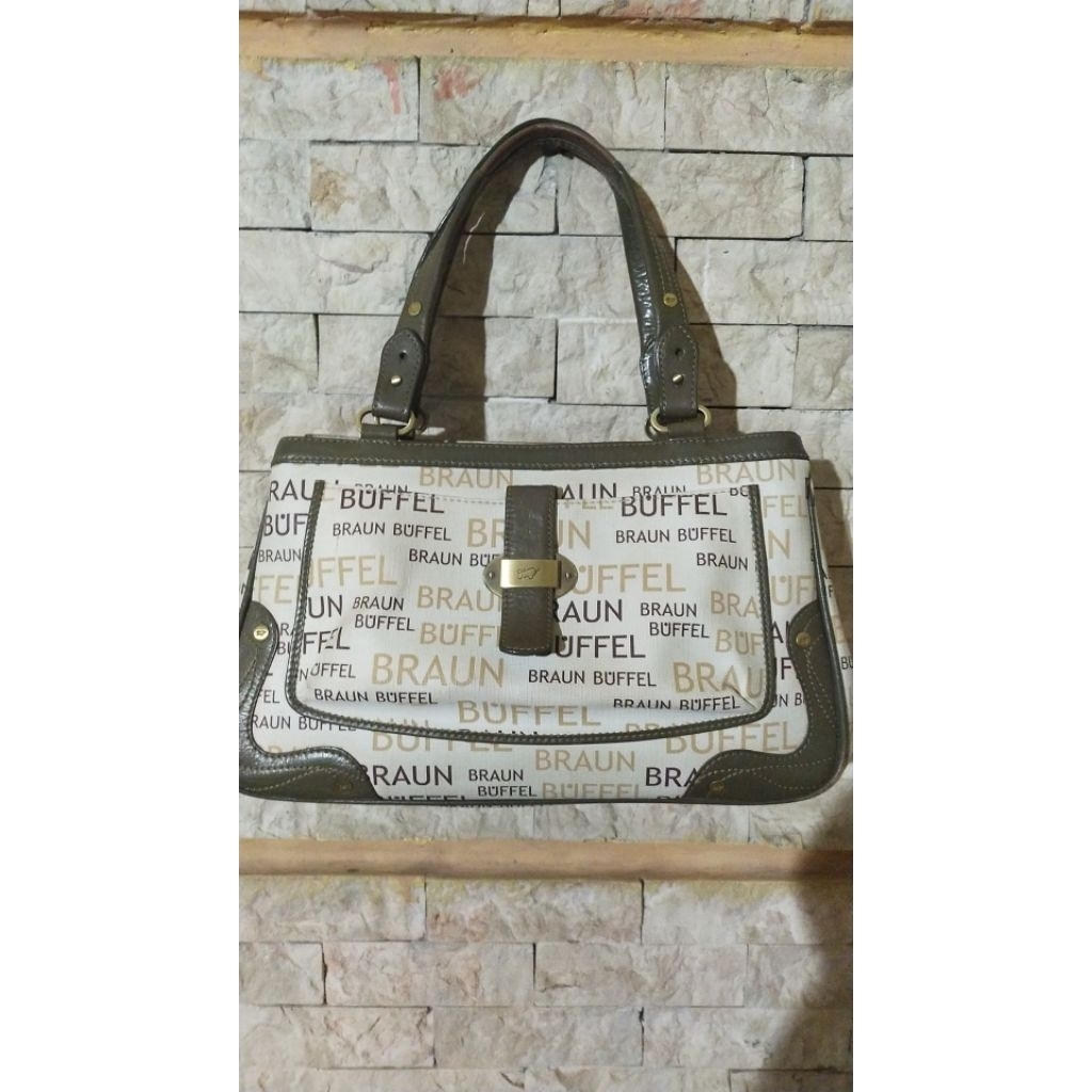 shoulder / handbag braun buffel asli / second tas vintage