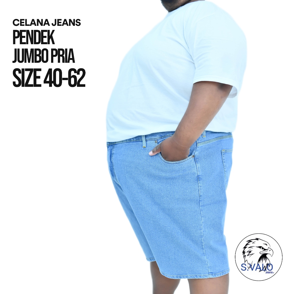 S.VALO Original - Celana Jeans Pendek Pria Standar Reguler Jumbo Big Size termurah/terlaris 40-60