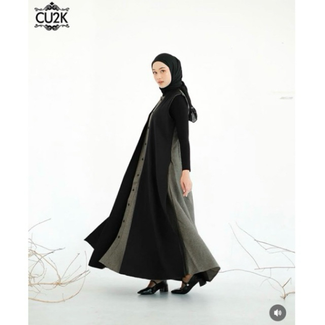 Gamis Outer navy CU2K Terbaru Kekinian Tebal