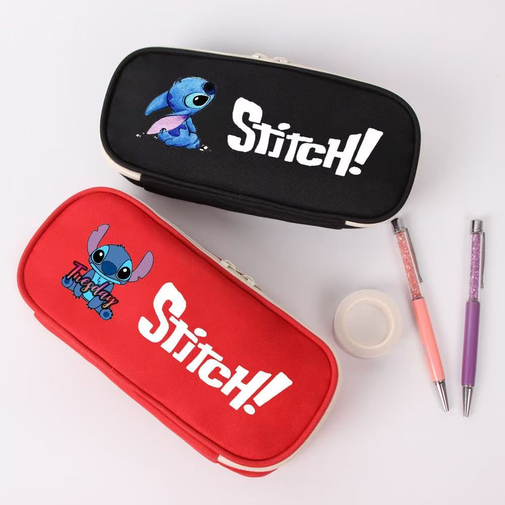

Interstellar Baby Stitch Pen Bag Anime Peripheral Canvas Stationery Bag Printed Student Zipper Storage Pen Box