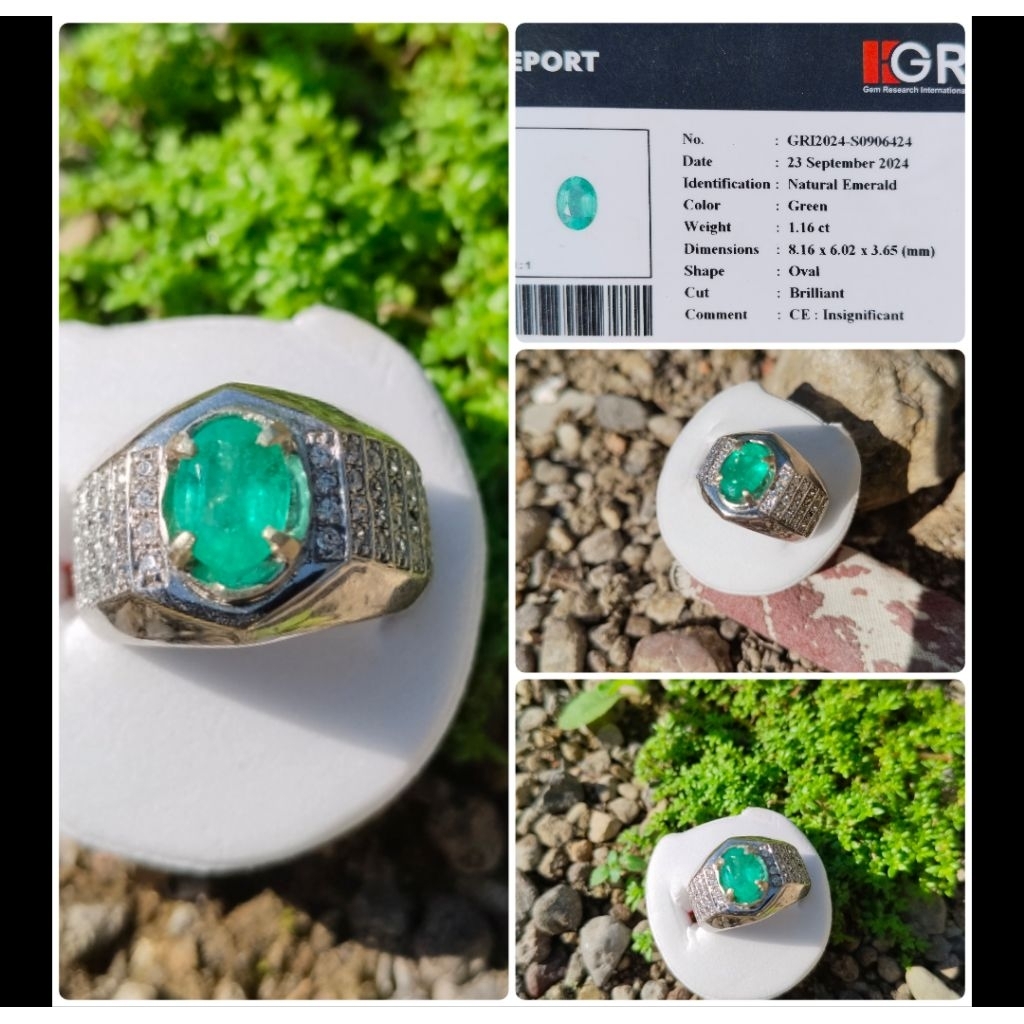 Natural Emerald (Zamrud) Memo GRI ,Insignificant (langka)