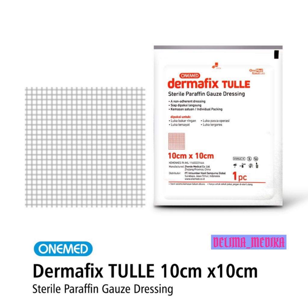 ONEMED Dermafix Tulle 10cm x 10cm / Sterile Paraffin Gauze Dressing Sufratul Supratul Kasa Jaring Ra