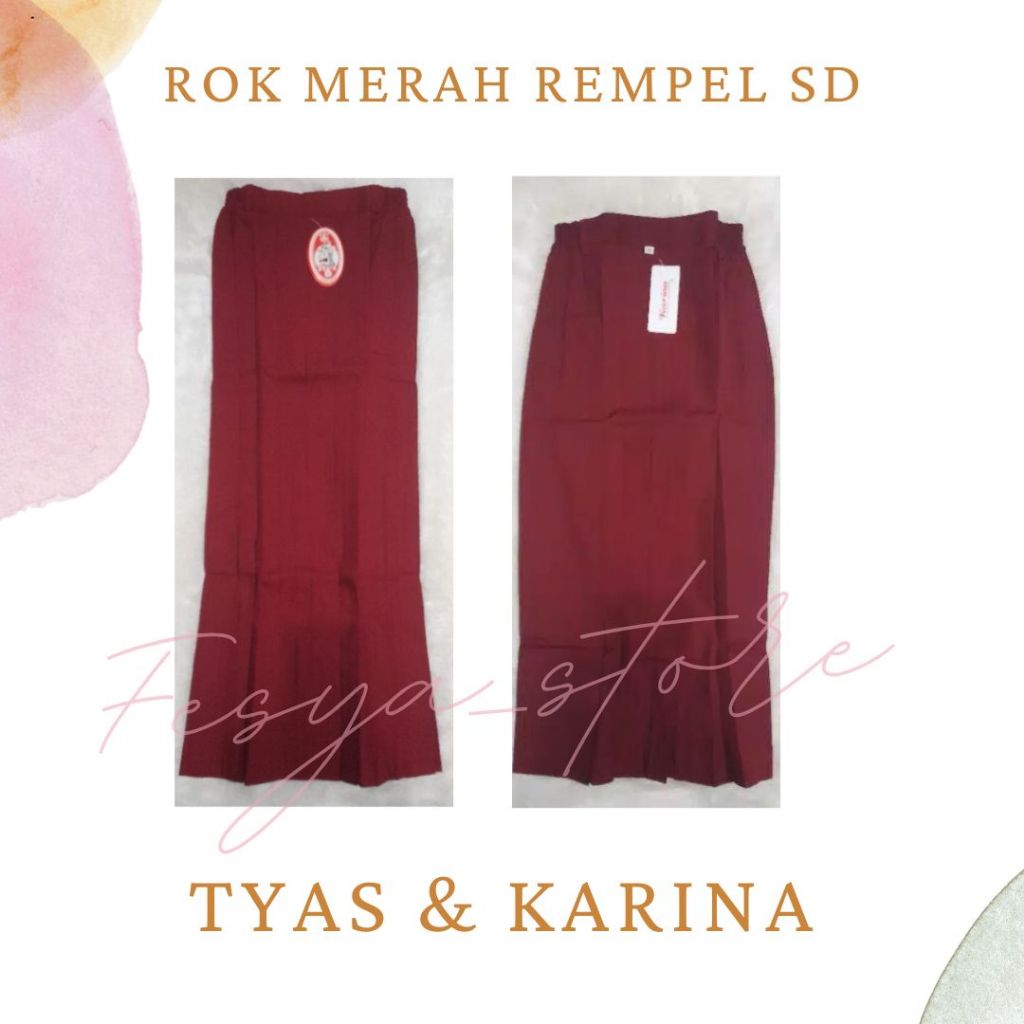 Rok Merah SD, Rok SD, Rok Merah Panjang, Rok Merah Merek Tyas, Rok SD Merah Panjang