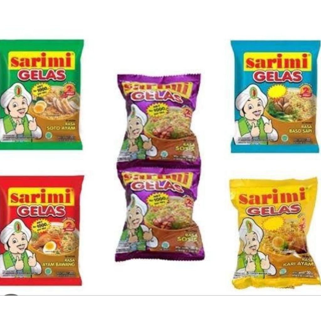 

( rentengan) sarimi gelas all varian rasa1 renteng isi 10 pcs x 30gram..