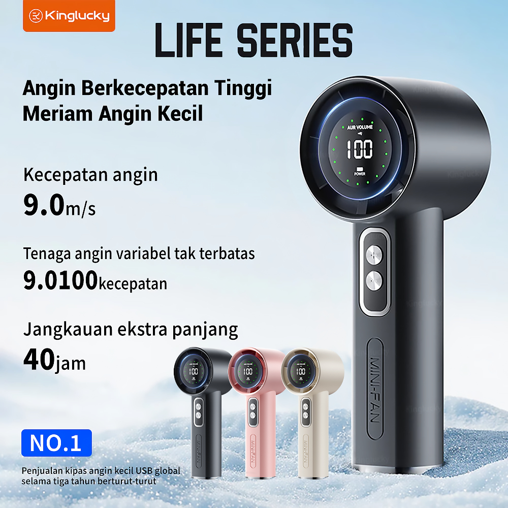 Kinglucky s02 Kecepatan Tinggi Portabel  kipas 100 Gear Wind kipas angin LED Digital Display 3000 mA