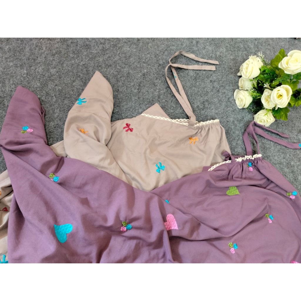 mukena  terusan bordir anak