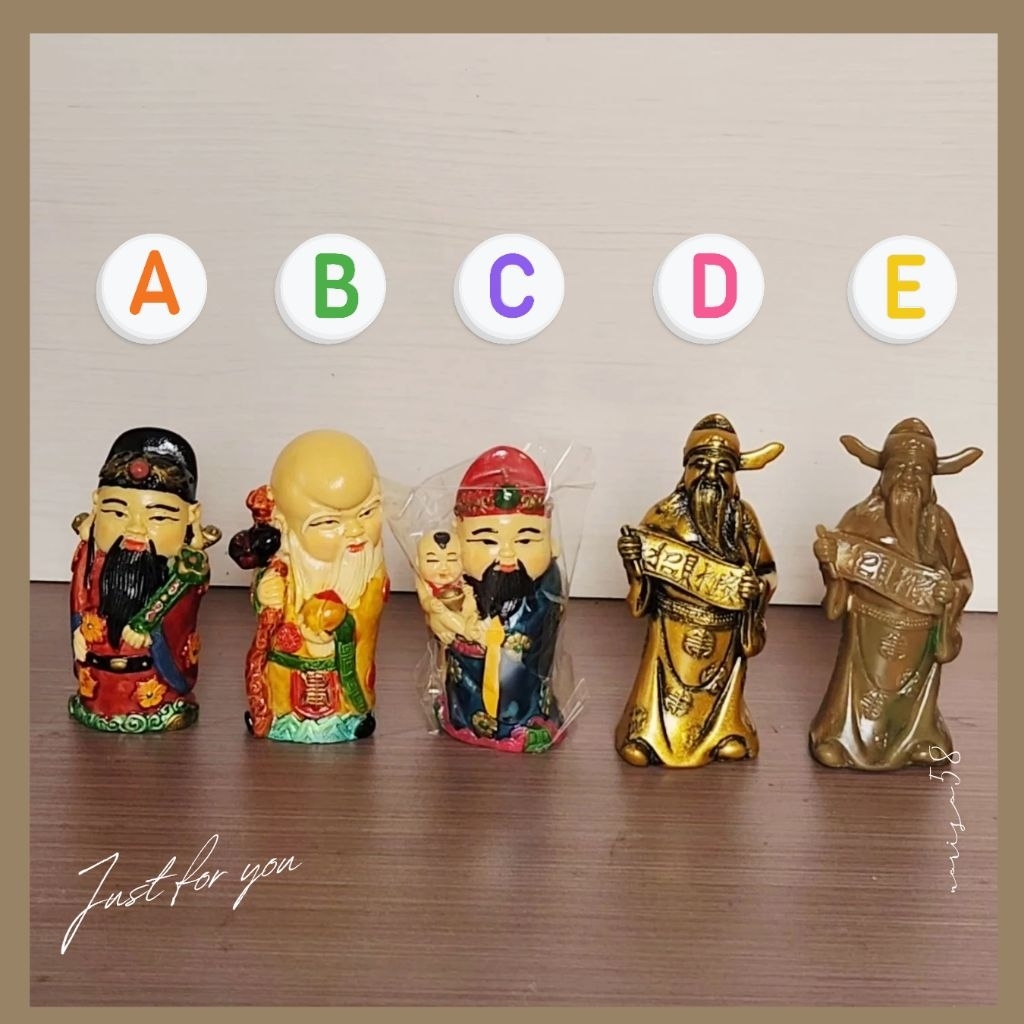 Patung Pajangan Dewa Panjang Umur Kesehatan Shou Xing | Dewa Kebahagiaan Fu Xing | Dewa Lu Xing | De