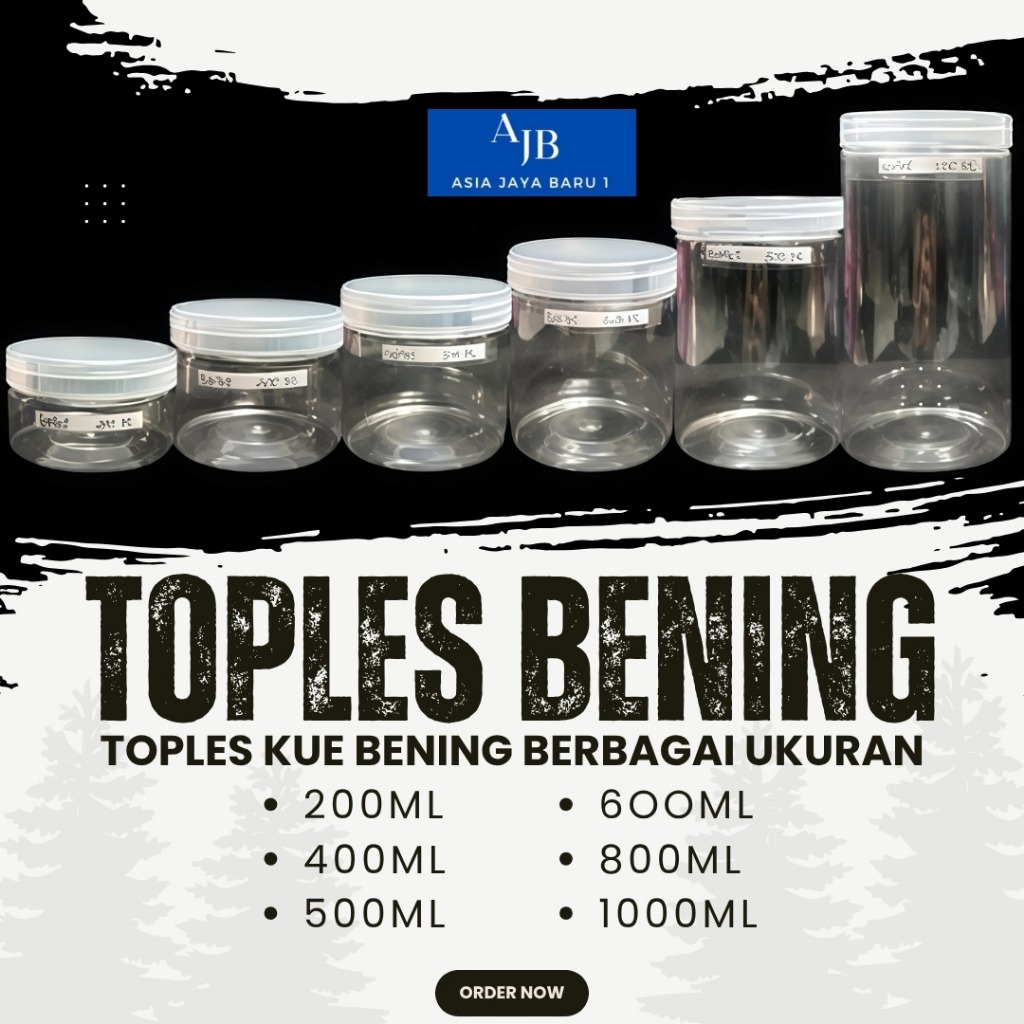 Toples Kue Bening Tabung Berbagai Ukuran 1.300ml 1.000ml 800ml 600ml 500ml 400ml 200ml