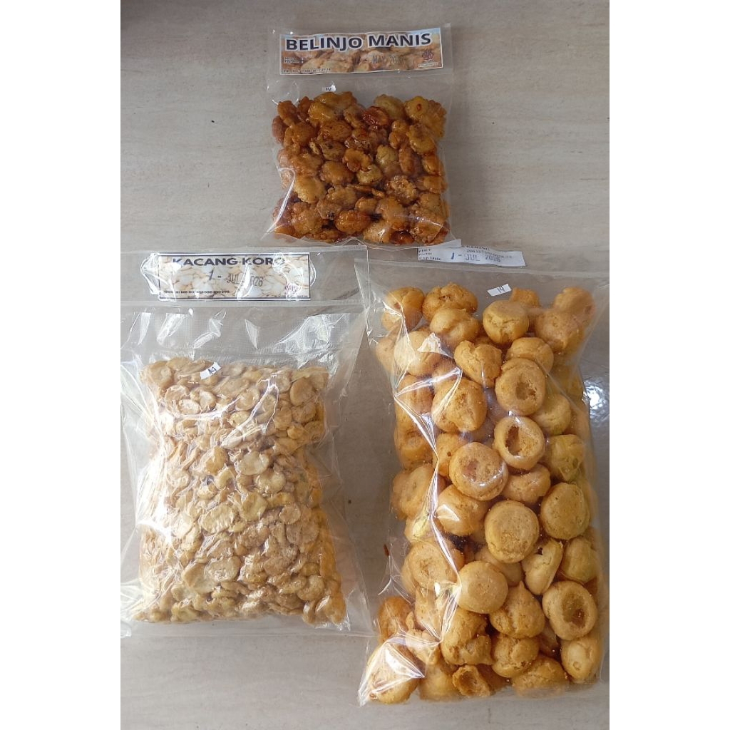 

Kacang koro,soes bawang,belinjo manis kecil, makanan kering/VARIAN TULIS DI NOTE