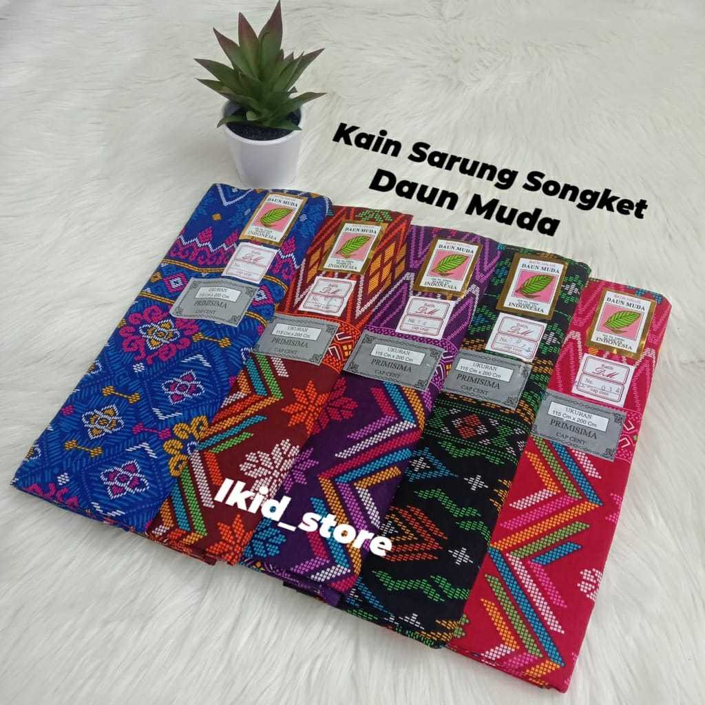 Sarung Batik Cirebonan Dua Daun Cap Cent Motif Songket | Sarung Cewek Wanita Perempuan Santri Santri