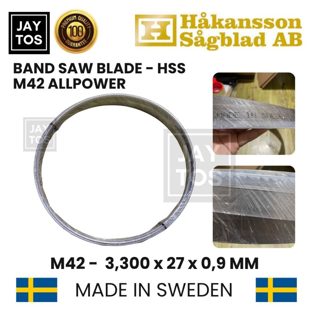 Hakansson Sagblad Mata Gergaji Pita Besi Band Saw M42 3300 x 27 x 0,90 mm Original Dari Sweden