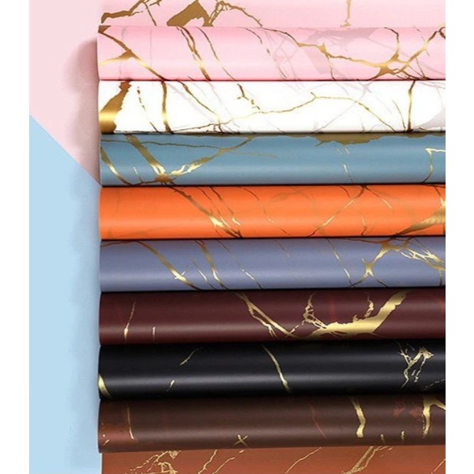 

Kertas Buket Gold Marble Marmer Cellophane Flower Wrapping Paper Florist
