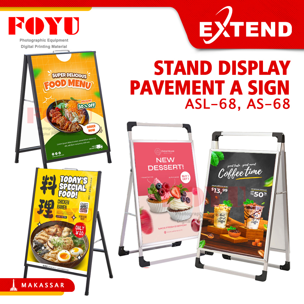 

Extend Stand Display Banner Poster Menu Pavement A Sign Board 60x80cm Dua Sisi Outdoor Indoor AS-68 ASL-68