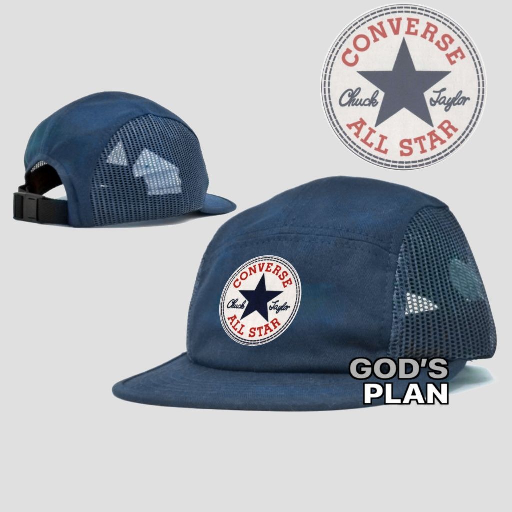 Converse | Topi 5 Panel Trucker | Five Panel Trucker Snapback | Topi Lima Panel Jaring Kombinasi