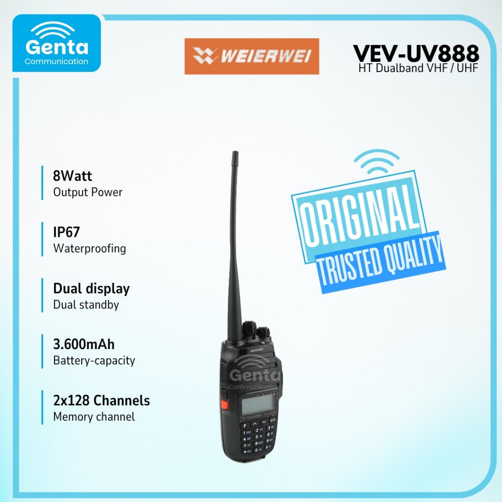 HT WEIERWEI VEV UV-888 / WEIERWEI UV888 UV 888 HT DUALBAND VHF UHF 8 WATT GARANSI BARU ORIGINAL TERM