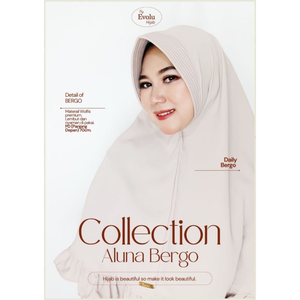 Aluna Bergo - Aluna Hijab - Hijab Bergo bahan wolfis