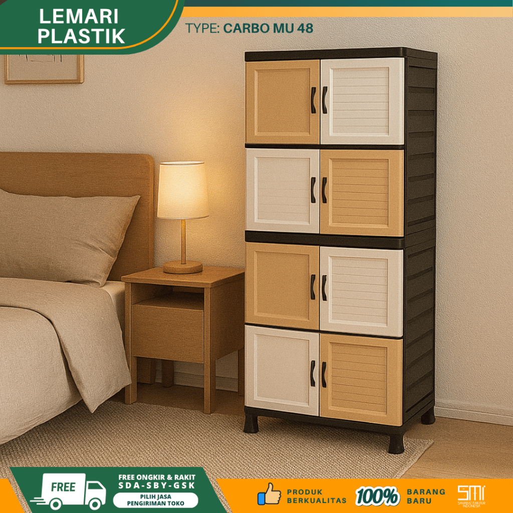 Lemari Plastik Napolly Cabro MU 48 / Lemari Pakaian Plastik Anak / Almari Baju Plastik Minimalis