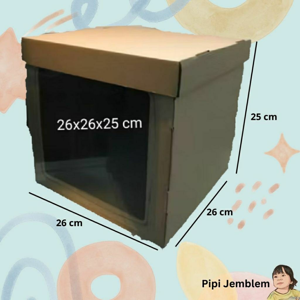 

[26x26x25] box kotak kue tart jendela mika