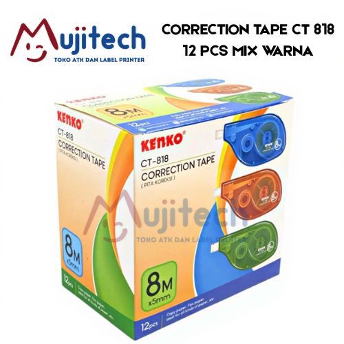 

12 PCS KENKO CT 818 CORRECTION TAPE 5mmx8m TIPEX KERTAS