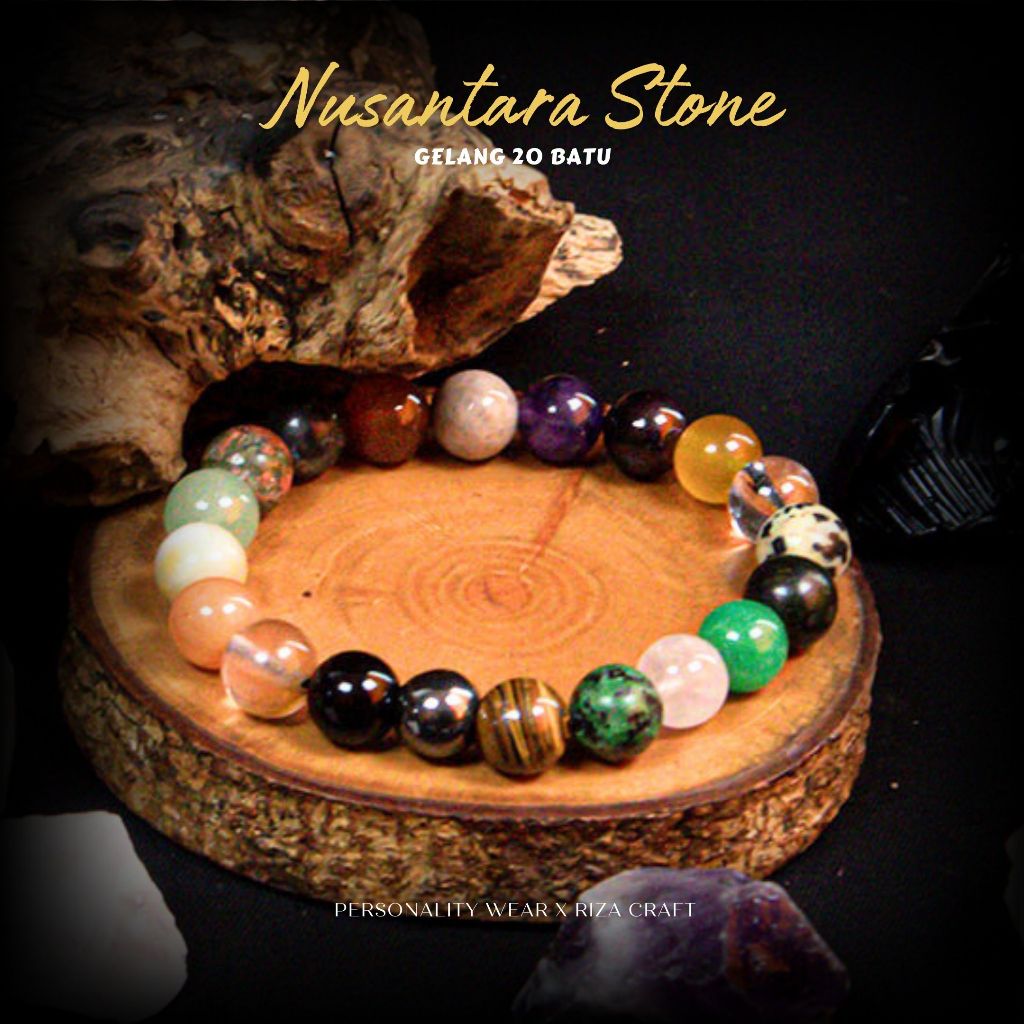 Gelang 20 Batu Akik Kalimantan ASLI untuk Pria Wanita