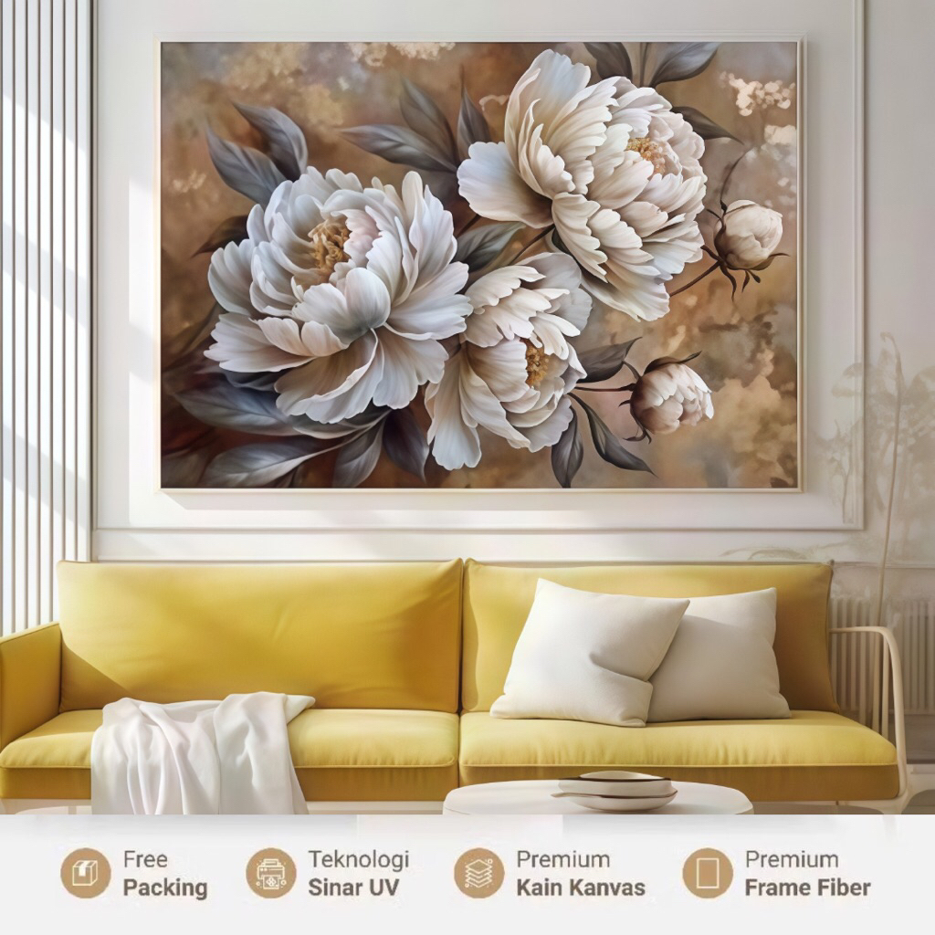 Lukisan Bunga Classy | Lukisan Peony Elegan
