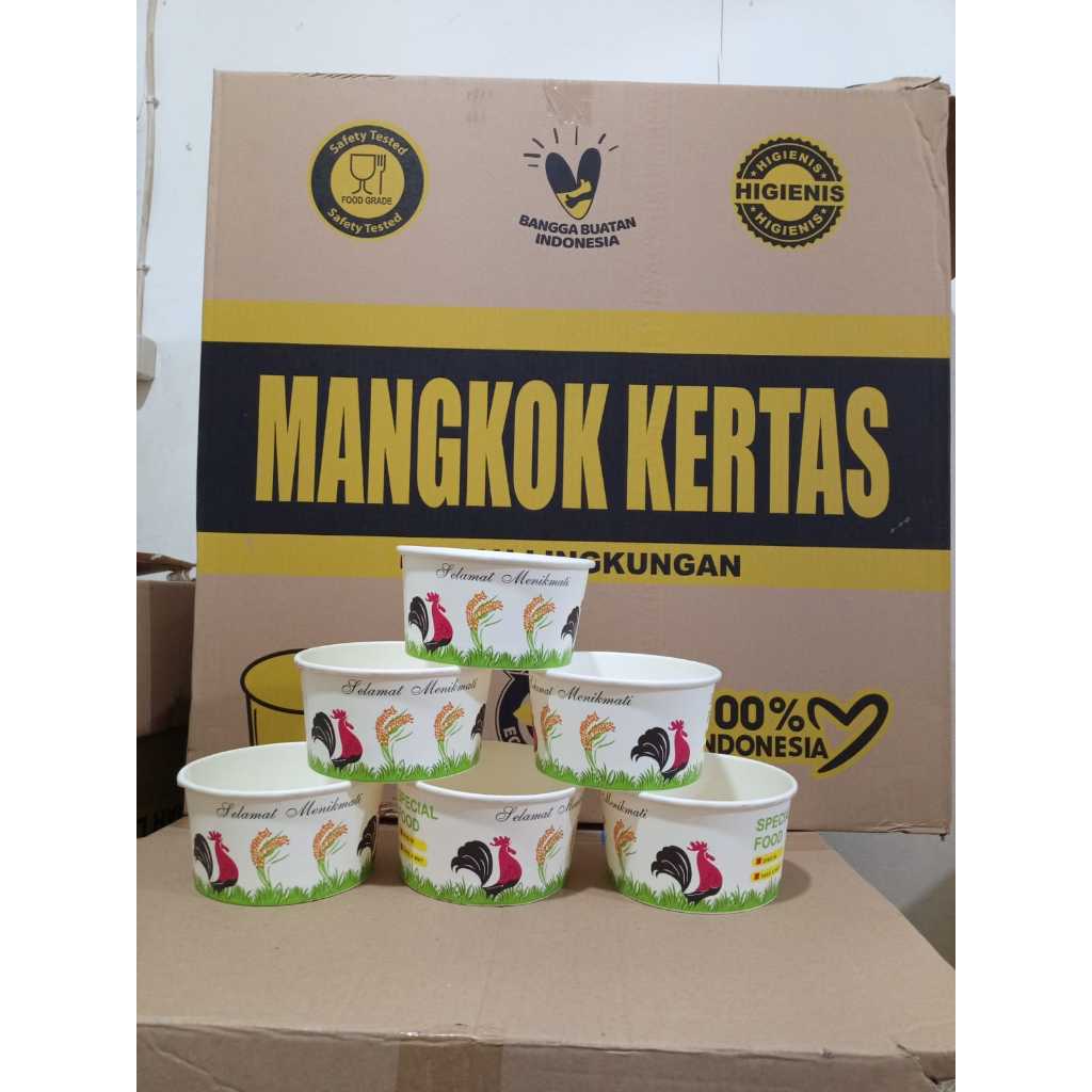 [KARTON] Paper Bowl Ayam 650ml 800ml  / Rice Bowl Motif / Mangkok Kertas