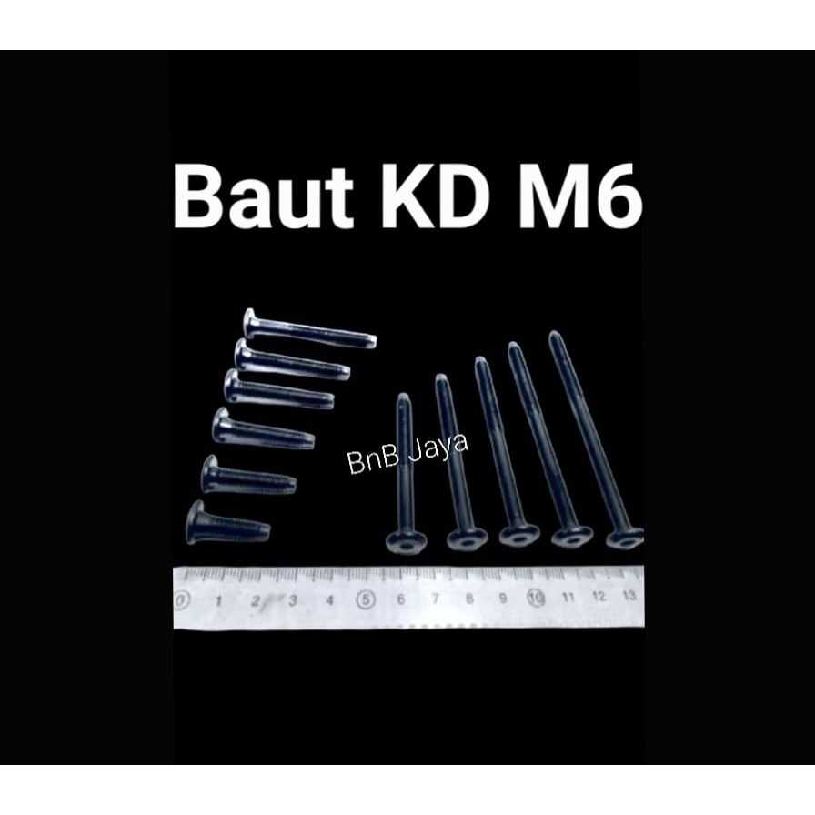 Baut KD Knock Down Baut JCBC M6 (Uk. 3 4 5 6 7 8 cm) + Mur Nanas or Mur Palu