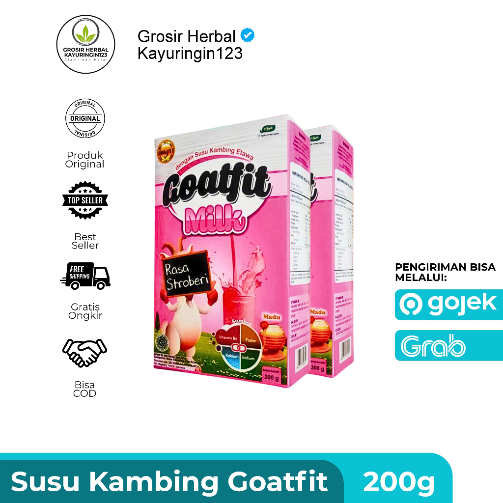 

SUSU KAMBING+ROYAL JELLY GOATFIT/ ETAWA PLUS ROYAL JELLY GOATFIT MILK STRAWBERRY 200 GR
