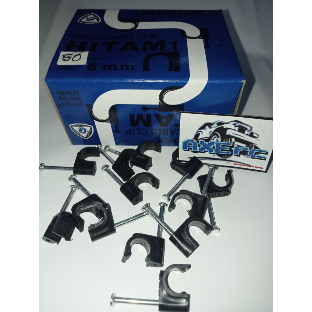 Lukchup_20 Klem Kabel Imundex 8 Mm Hitam Kemasan Kotak (50 Pcs)