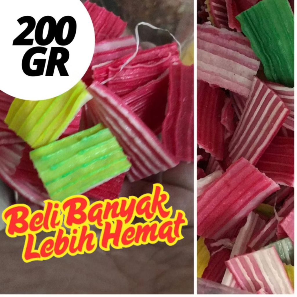 

KERUPUK SEBLAK MENTAH / KRUPUK KERING / ANEKA KERUPUK / ANEKA KERIPIK BAWANG 200gr LAPIS WARNA