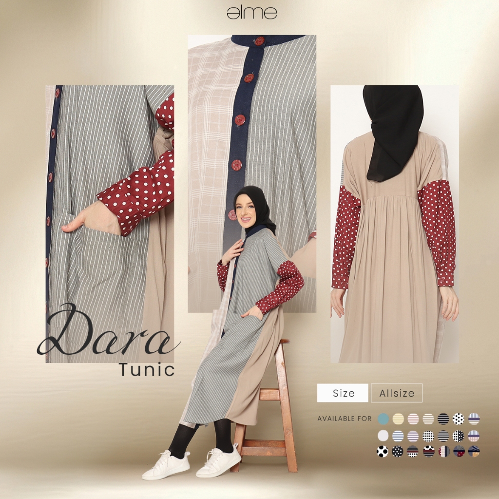 DARA TUNIC (Stripes | Patch | Plain | Batik) (Long Tunik Wanita)