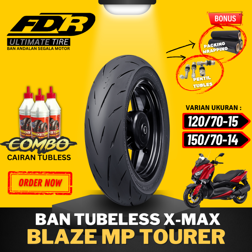 [PAKET SEPASANG MURAH] BAN FDR TUBELESS BLAZE MP TOURER RING 14 15 / BAN LUAR BLAZE MP TOURER ( 120/