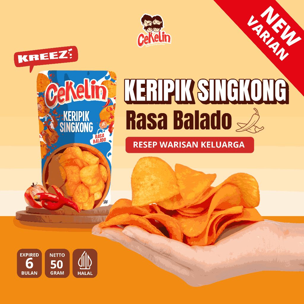 

CEKELIN Cemilan Keripik Singkong - Isi 50gr Beli 4 Gratis Ongkir