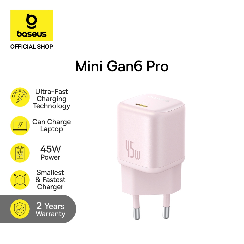 Baseus PicoGo Wall Charger Mini Adaptor GaN6 Pro Ultra Fast Charging 1C 45W EU