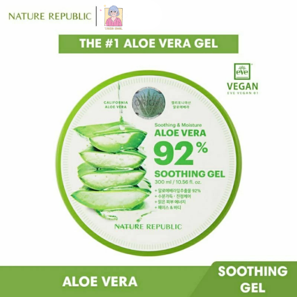 (BPOM) NATURE REPUBLIC Soothing & Moisture Aloe Vera 92% Soothing Gel - 300ml, NATURE REPUBLIC BPOM,