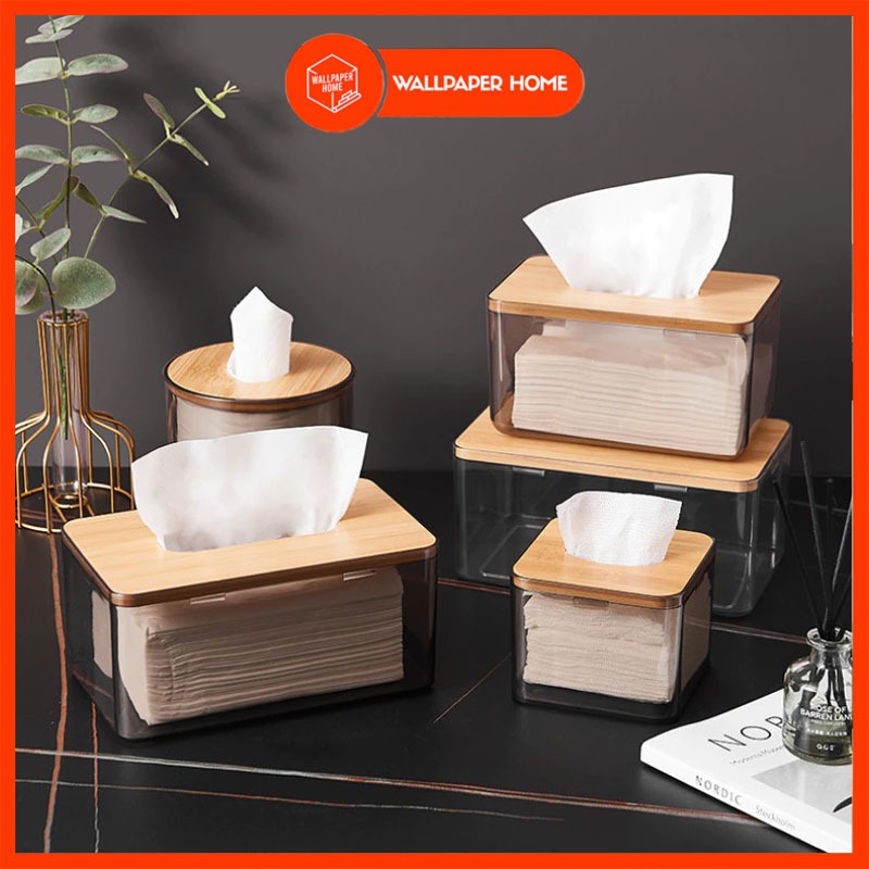 WALLPAPER HOME OFFCIAL STORE - Tempat Kotak Tisu Kayu Transparan Aesthetic  Tempat Tissue Kamar Mand