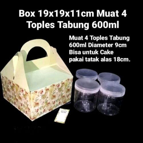 

Dus Tenteng Kue Kering Box Packaging Cookies Motif HIjau Muat 4 Toples Jar 600ml