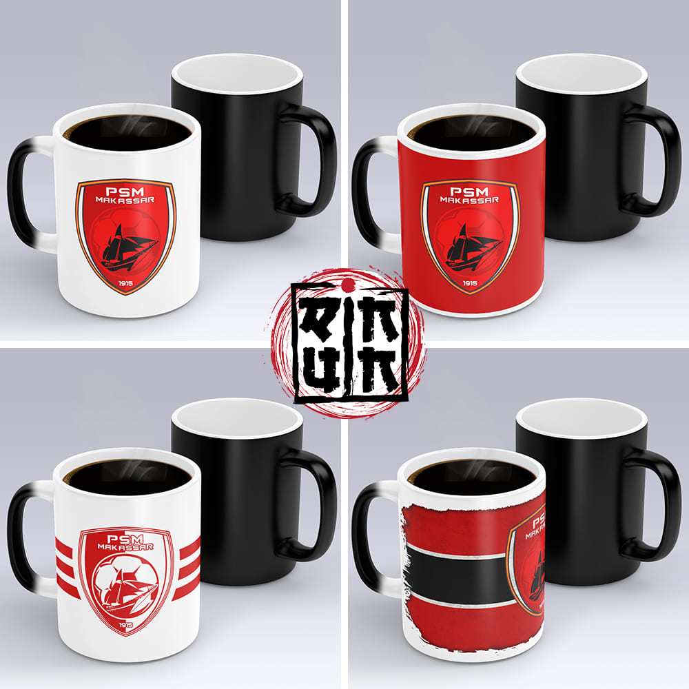 Gelas Cangkir Mug Bunglon / Mug Magic Keramik PSM Makassar Klub Sepak Bola Liga Indonesia Bisa Berub