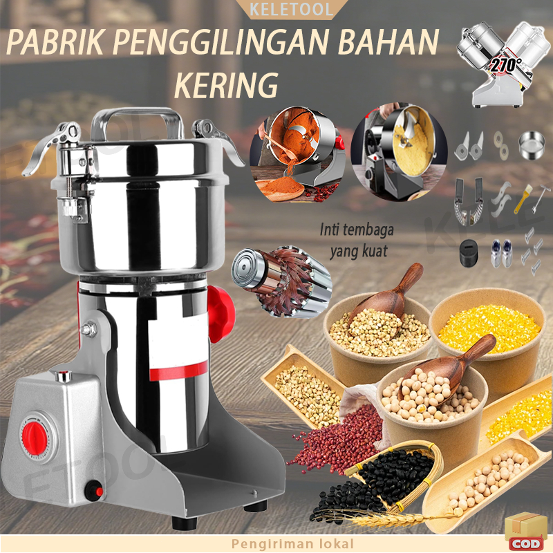 Penggiling Tepung Gerinda Elektrik 1800g Mesin Giling Bumbu Rempah Penepung Spice Herb Grinder Mesin