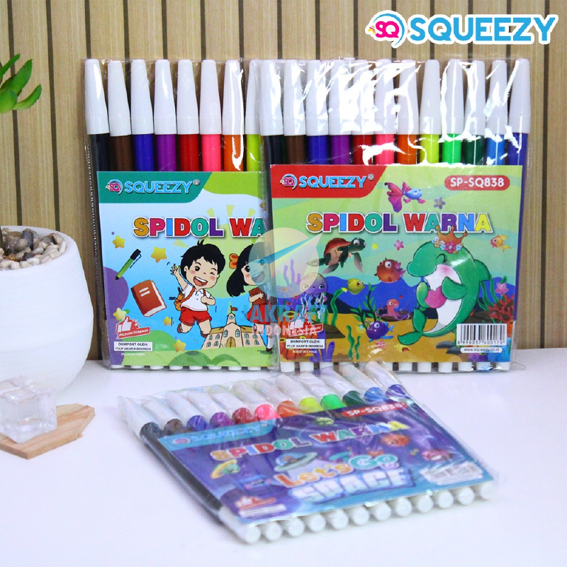 

(12 Pcs) Set Spidol Warna Kecil SQUEEZY SP-SQ838-12 Color Pencil Marker Warna Lengkap Murah