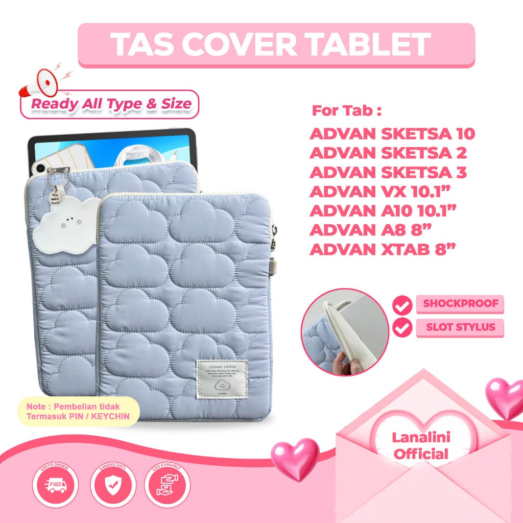 Tas Tablet Advan Sketsa 10 2 3 2023 VX Neo Lite Xtab X7 A10 A8 8 10.1 10 Inch Tab Belajar Android Sl